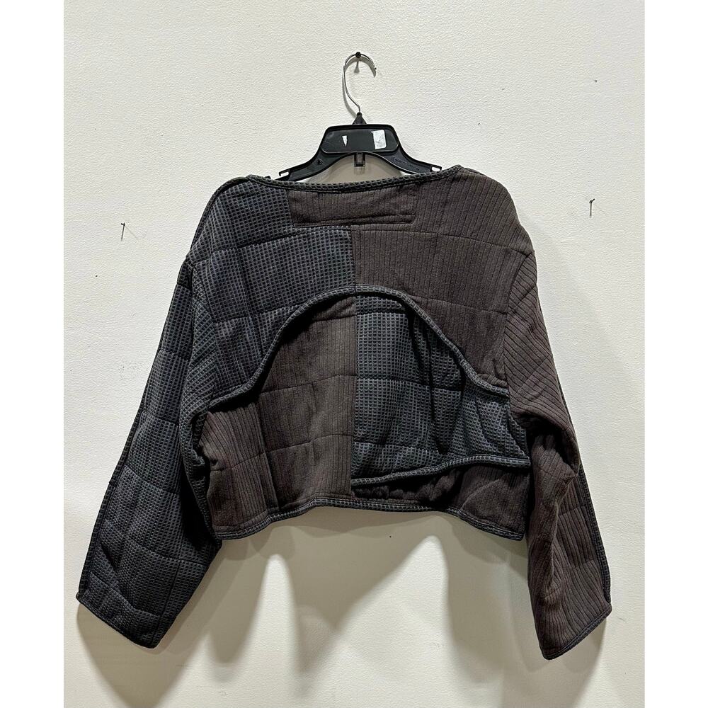 POL Women Textured Charcoal Quilted Zip-Up Jacket - Picture 4 of 4